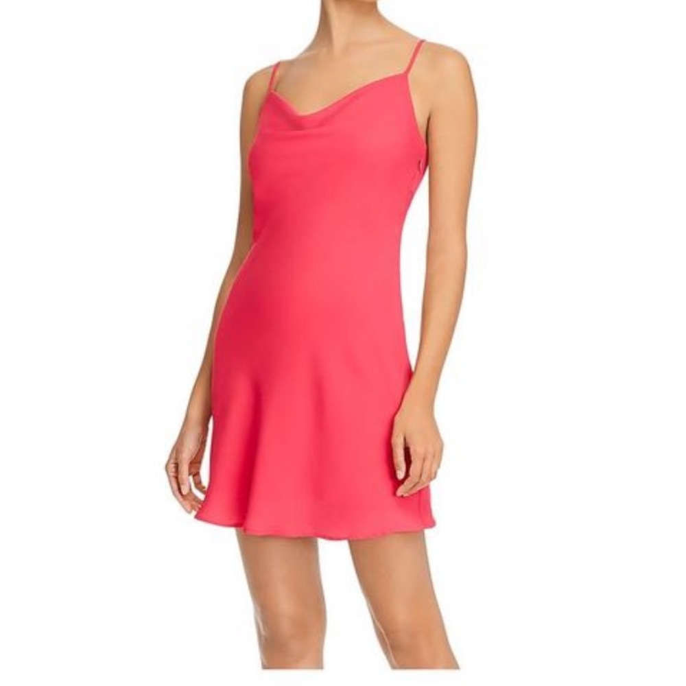 Aqua Cowl Neck Slip Mini Dress